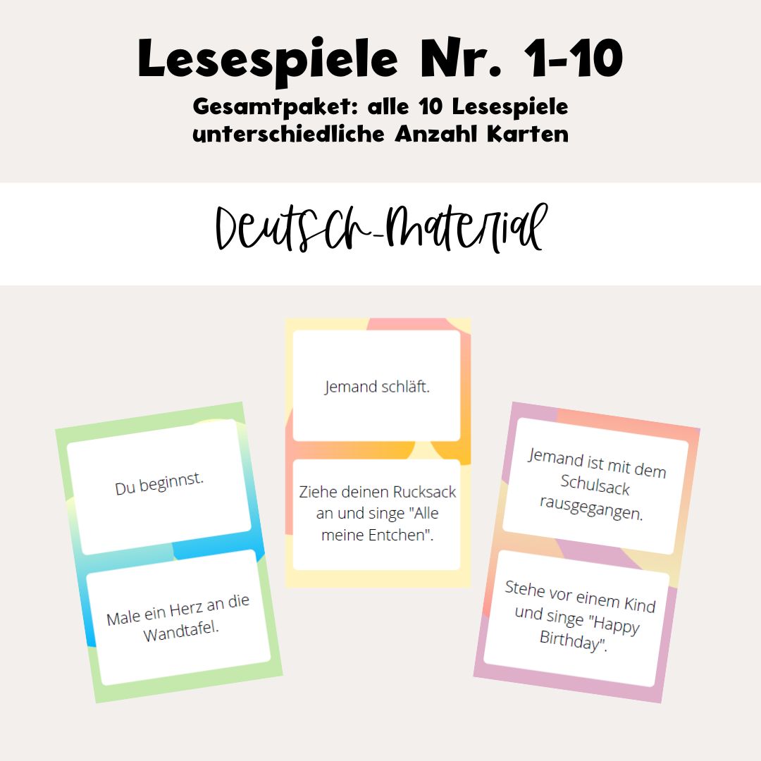 Lesespiele Nr. 1-10 - Gesamtpaket – Deutsch – Material