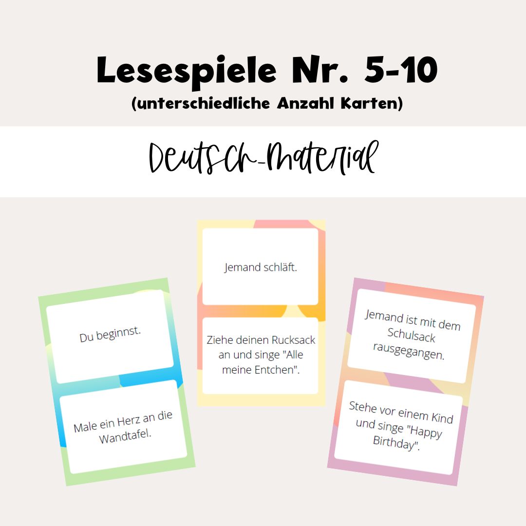 Lesespiele Nr. 5-10 – Deutsch – Material
