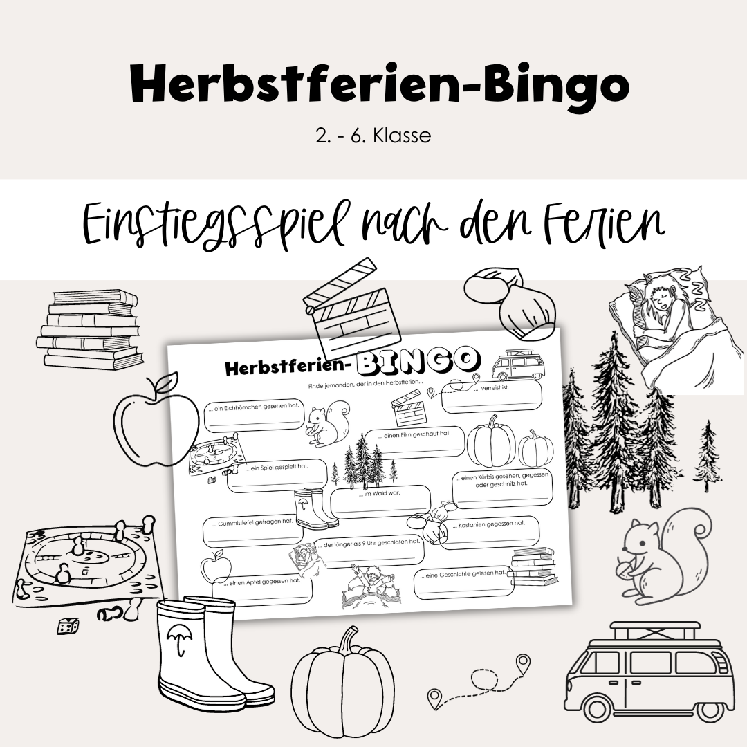 Herbstferien-Bingo | Einstiegsspiel nach den Ferien | 2.-6. Klasse