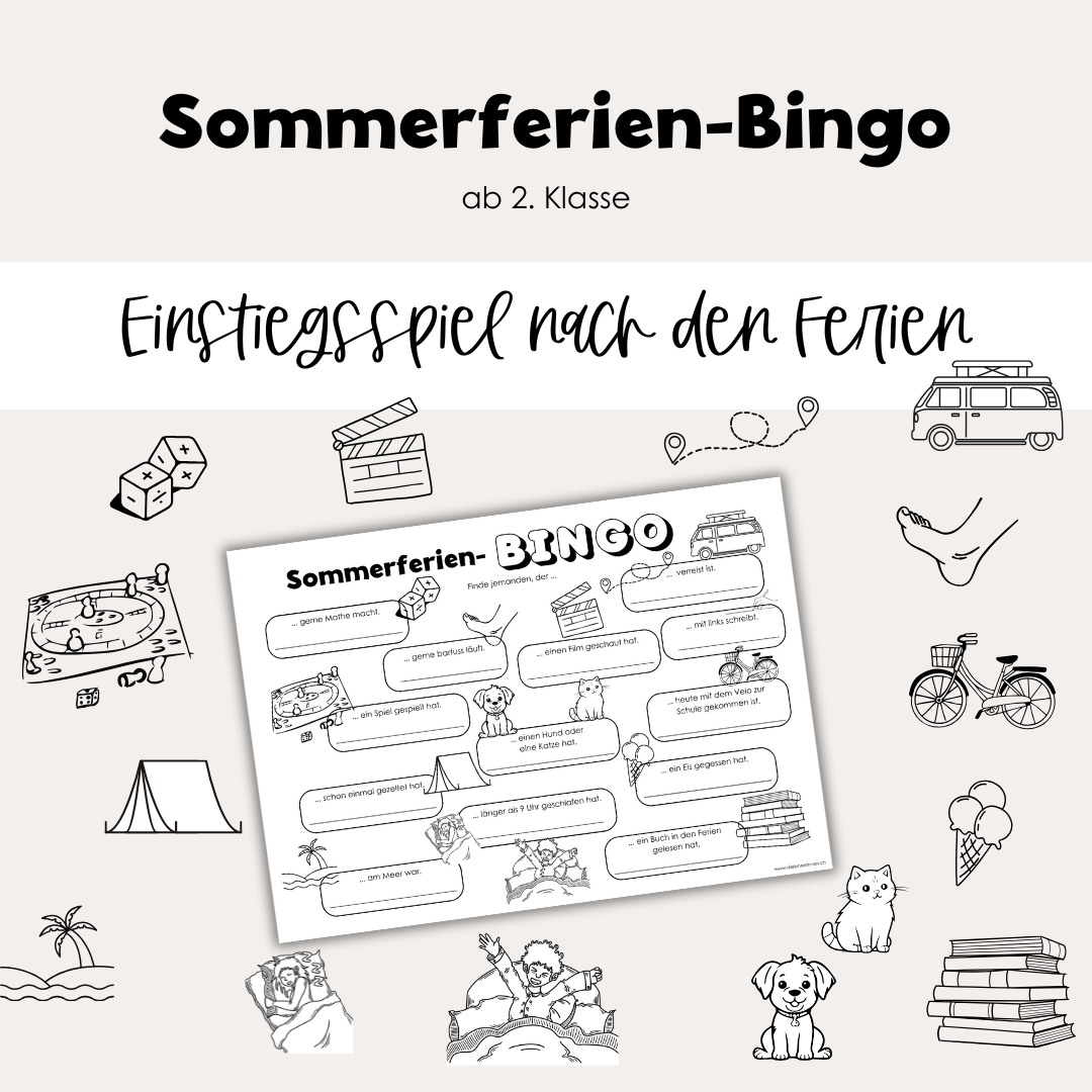 Sommerferien-Bingo | Einstiegsspiel nach den Ferien | 2.-6. Klasse
